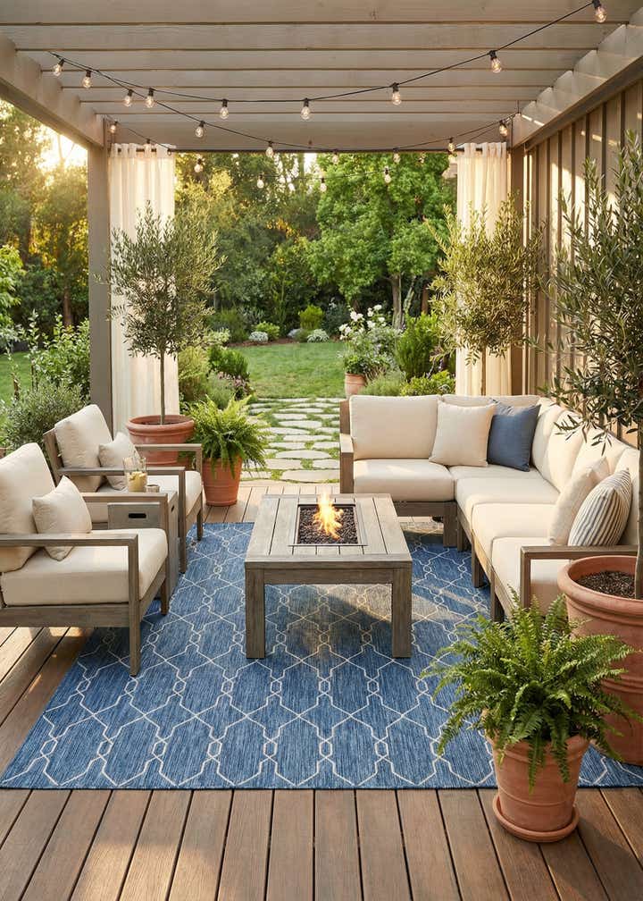 9' x 12' Easy-Clean Trellis Indoor / Outdoor Rug