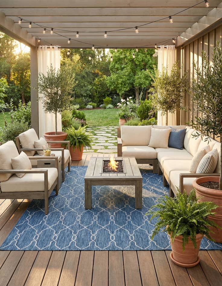 Detail image of  9' x 12'  Washable Lattice Indoor / Outdoor Rug