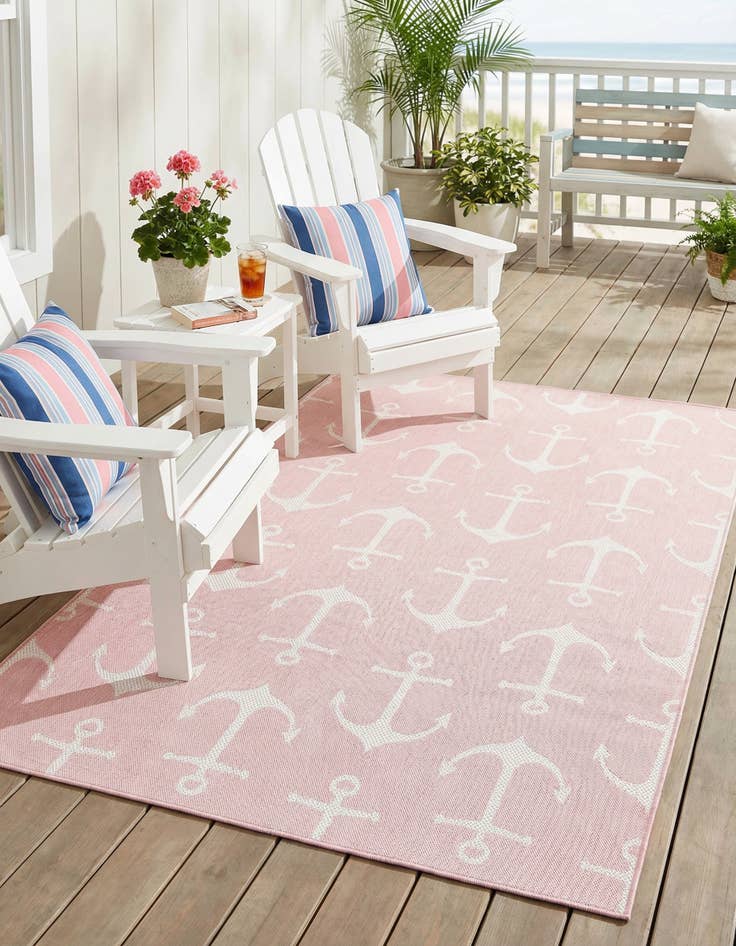 Detail image of 5' 3 x 8'  Washable Coastal Indoor / Outdoor Rug