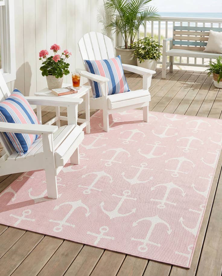 Detail image of 5' 3 x 8' Easy-Clean Coastal Indoor / Outdoor Rug