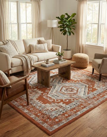 Terracotta Charlotte Square Rug
