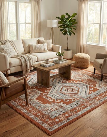 Terracotta Charlotte Square Rug