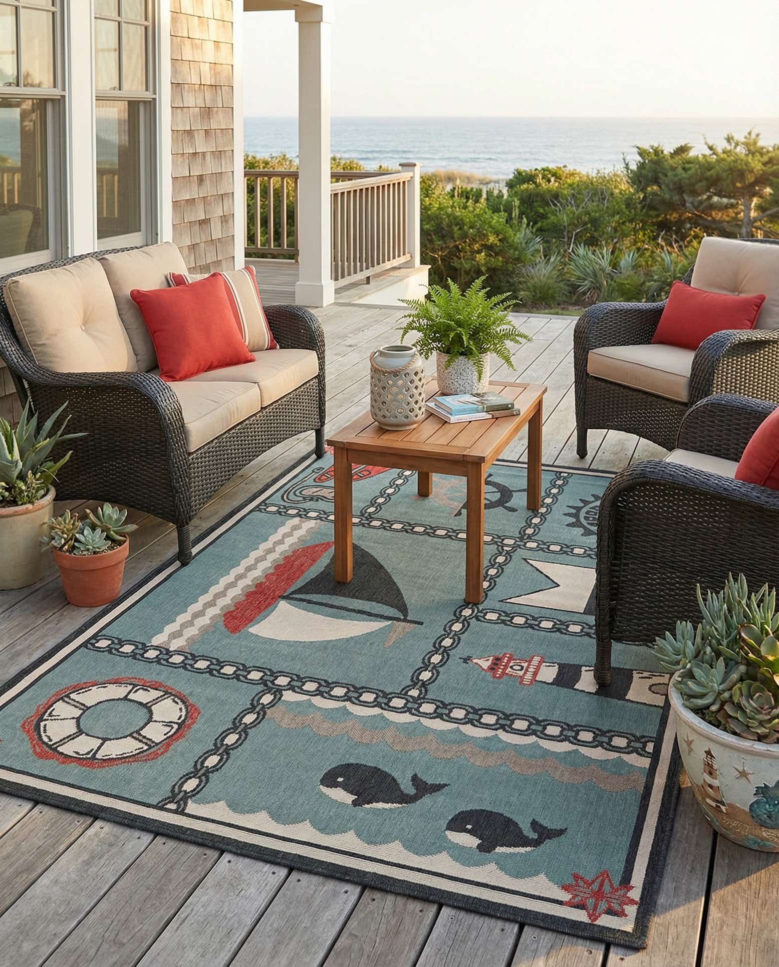 6' x 9' Easy-Clean Coastal Indoor / Outdoor Rug