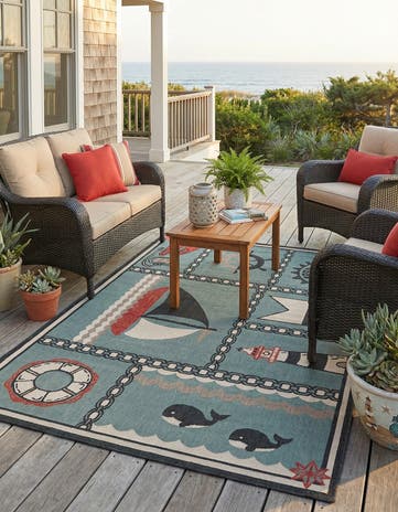 6' x 9' Easy-Clean Coastal Indoor / Outdoor Rug