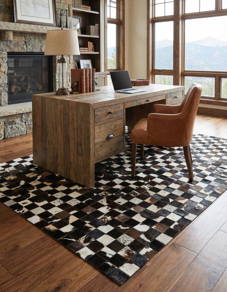 Detail image of 5' x 8' Cowhide Stocks Rug