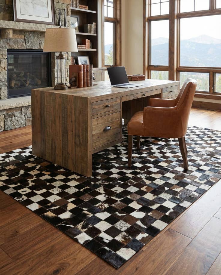 Detail image of 5' x 8' Cowhide Stocks Rug