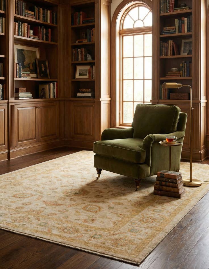 Detail image of 6' 7 x 9' 6  Hand Knotted Peshawar Ziegler Rug