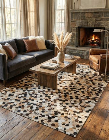 5' 1 x 7' 10 Cowhide Leather Rug