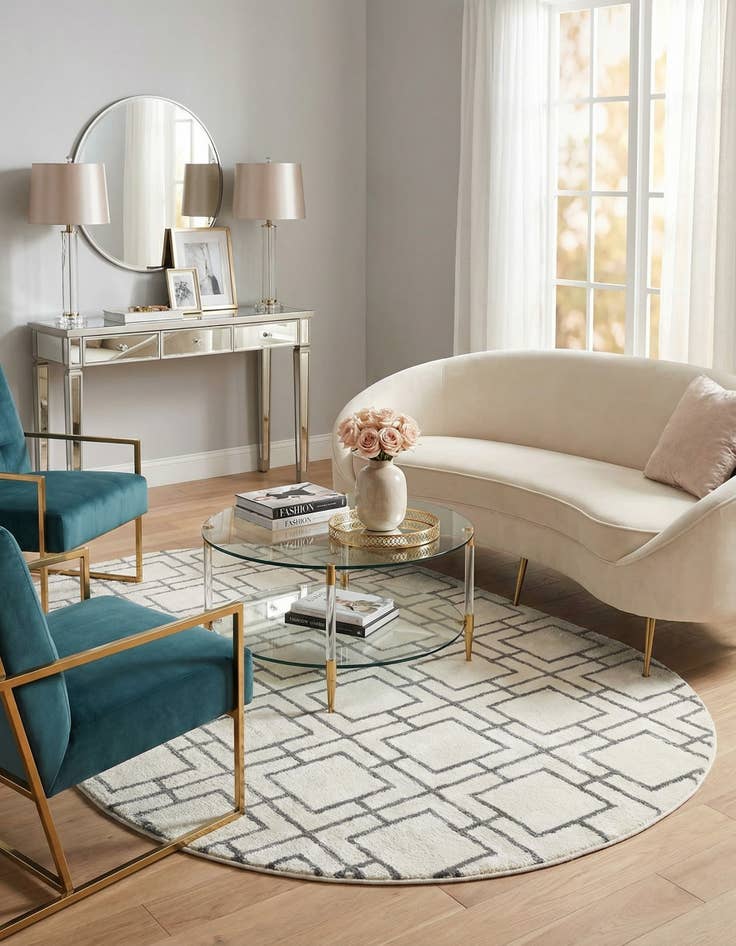 Detail image of  5' 3 x 8'  Marilyn Monroe™ Glam Deco Oval Rug