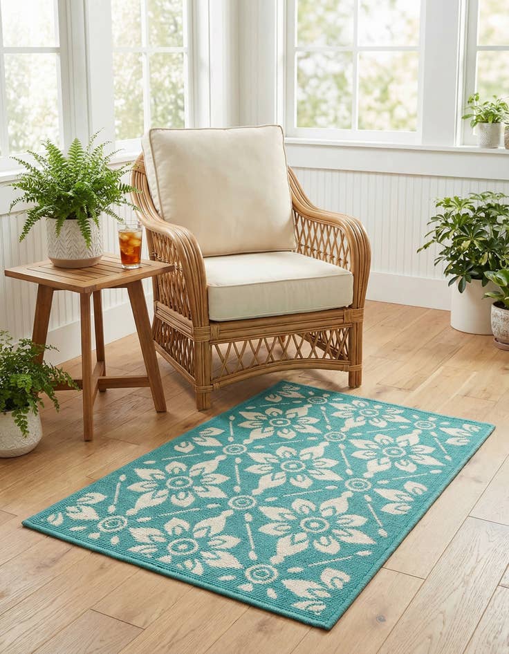 Detail image of 2' x 3' Easy-Clean Trellis Indoor / Outdoor Rug