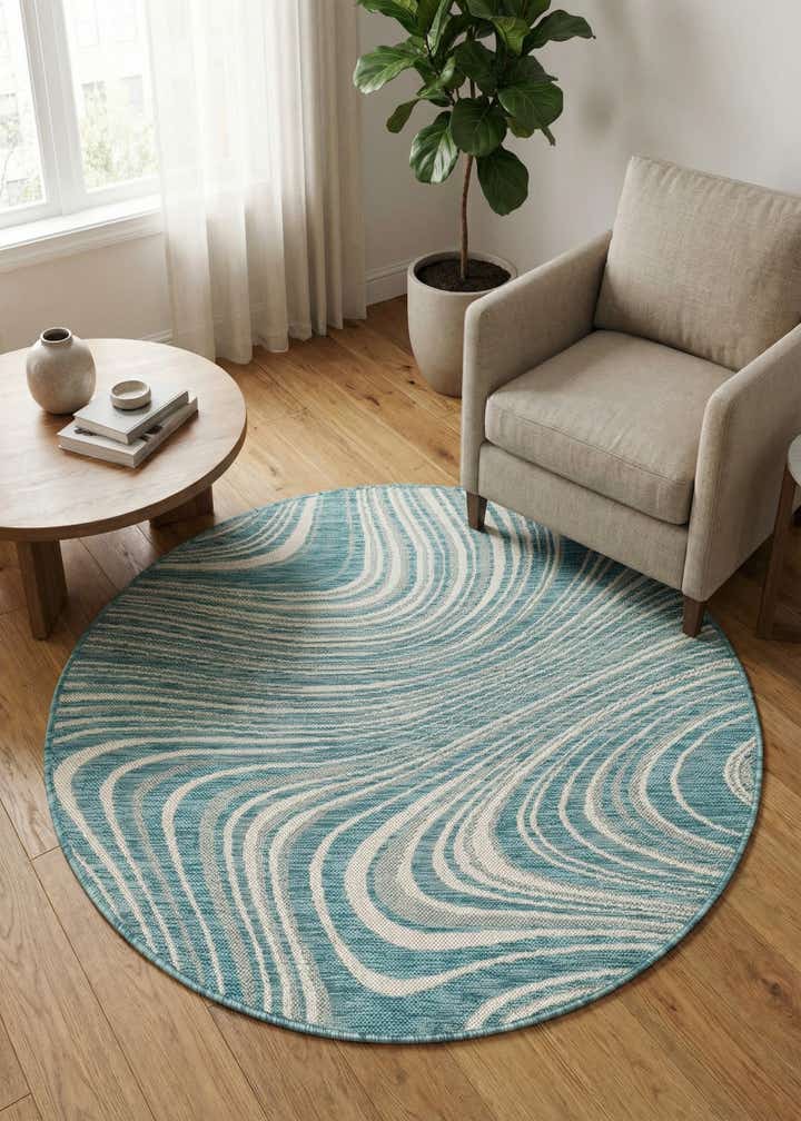 4' x 4' Easy-Clean Modern Indoor / Outdoor Round Rug