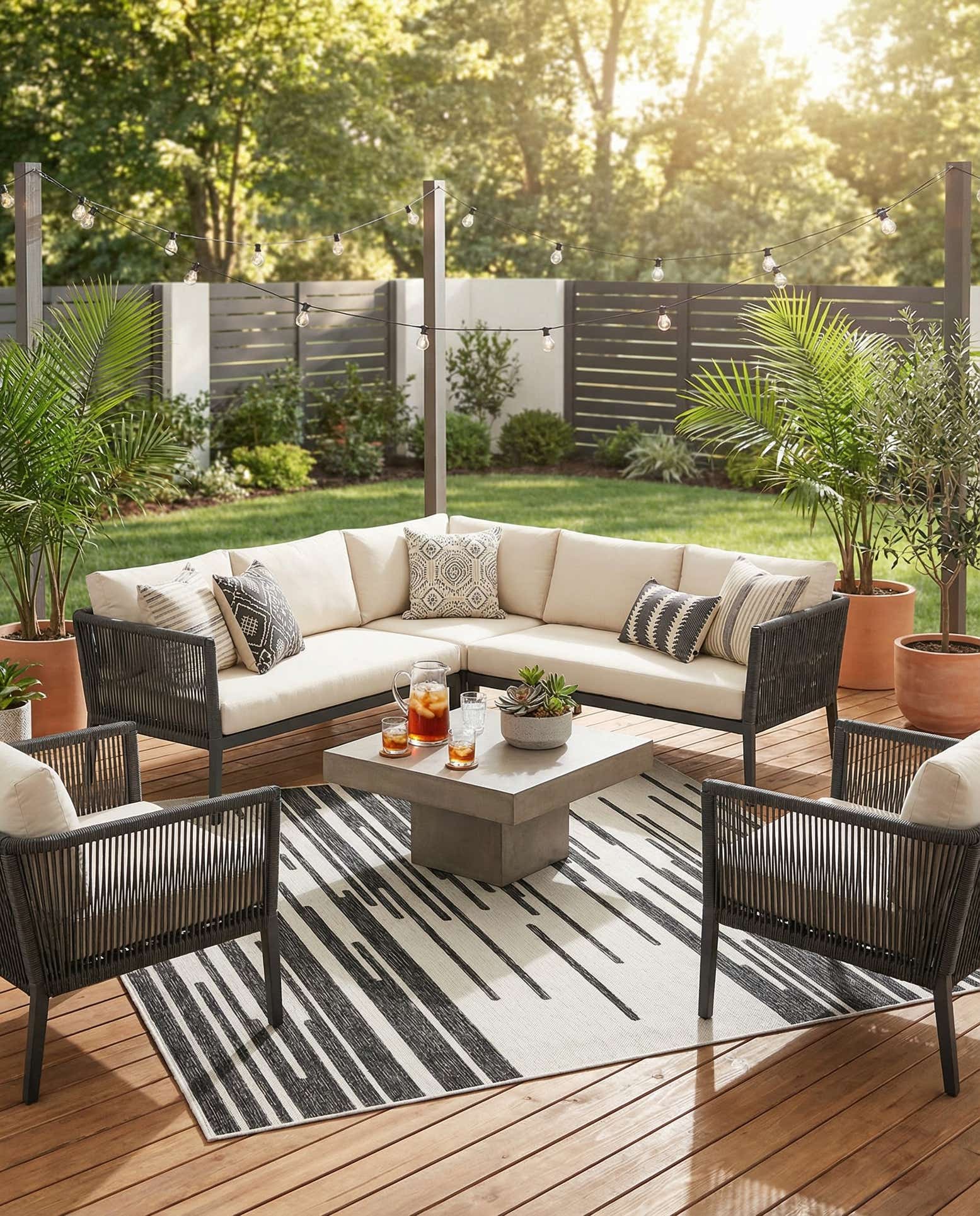 7' 10 x 7' 10 Easy-Clean Modern Indoor / Outdoor Square Rug