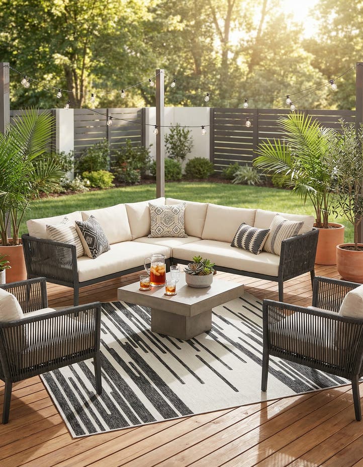 7' 10 x 7' 10 Easy-Clean Modern Indoor / Outdoor...