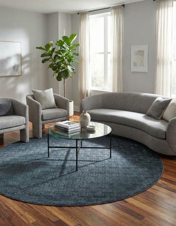 Jill Zarin Navy Blue Uptown Park Avenue Round Rug