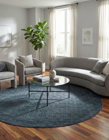 Jill Zarin Navy Blue Uptown Park Avenue Round Rug