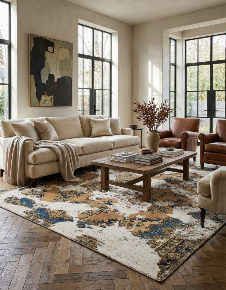 Detail image of 5' 5 x 6' 2  Hand Knotted Ultra Vintage Persian Wool Square Rug