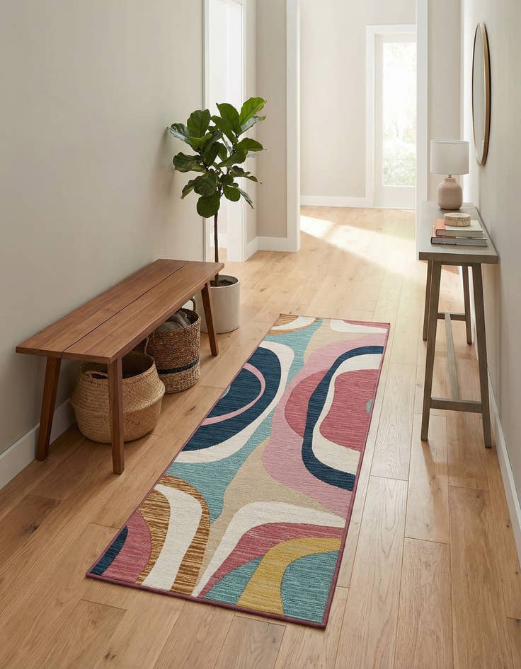 Detail image of 2' x 8'  Washable Modern Indoor / Outdoor Runner Rug