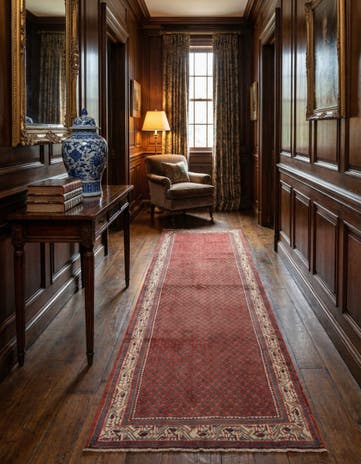 3' 5 x 10' 4 Hand Knotted Sarough Mir Persian Wool Runner Rug