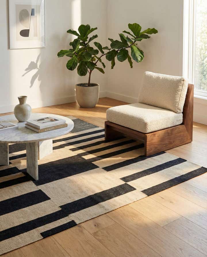 4' x 5' 10 Hand Woven Kilim Modern Wool Rug