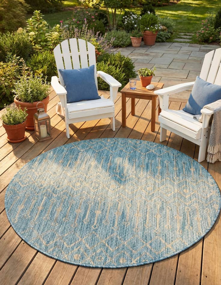 Detail image of  4' x 4'  Washable Lattice Indoor / Outdoor Round Rug