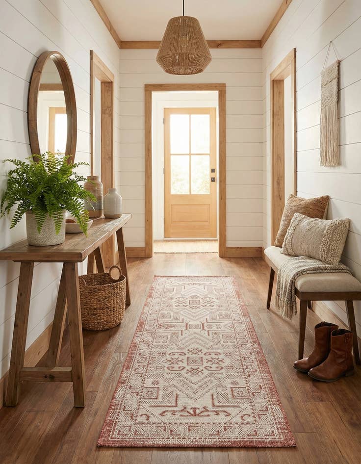 Detail image of 2' x 6'  Washable Aztec Indoor / Outdoor Runner Rug