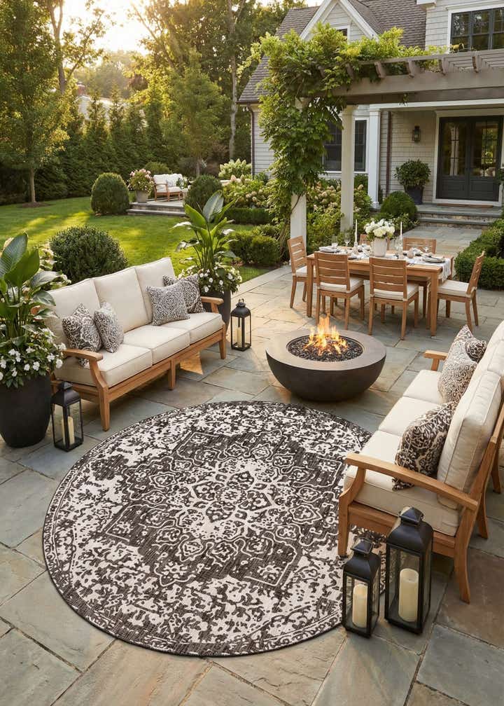 13' x 13' Easy-Clean Jill Zarin Dubai Indoor / Outdoor Round Rug