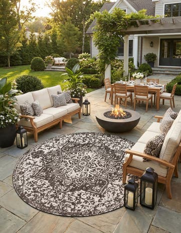 13' x 13' Easy-Clean Jill Zarin Dubai Indoor / Outdoor Round Rug