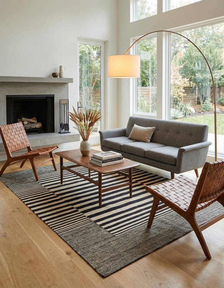 Detail image of 4' 4 x 6'  Hand Woven Kilim Modern Wool Rug