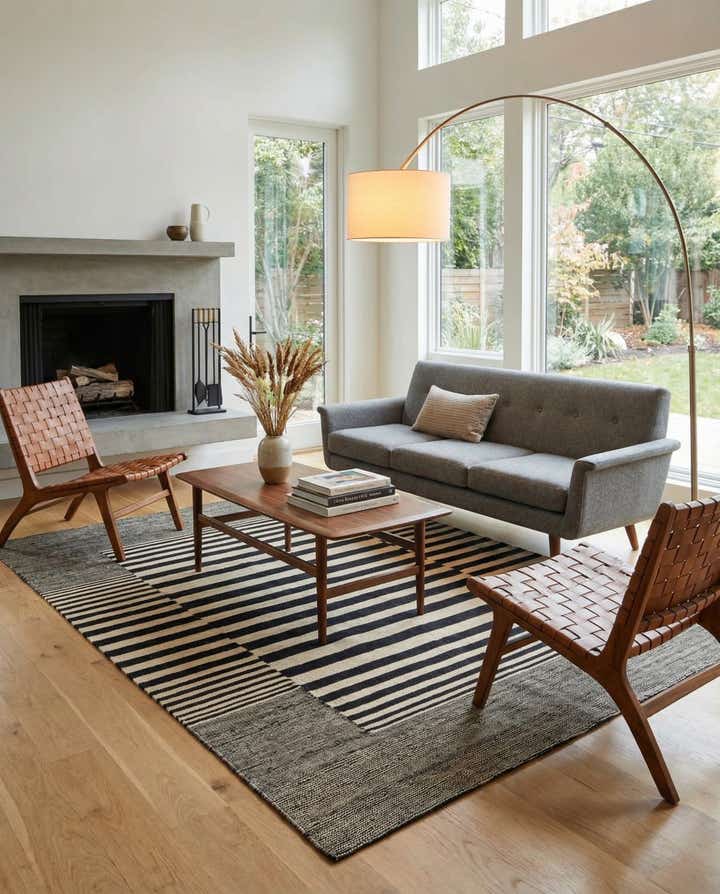 4' 4 x 6' Hand Woven Kilim Modern Wool Rug