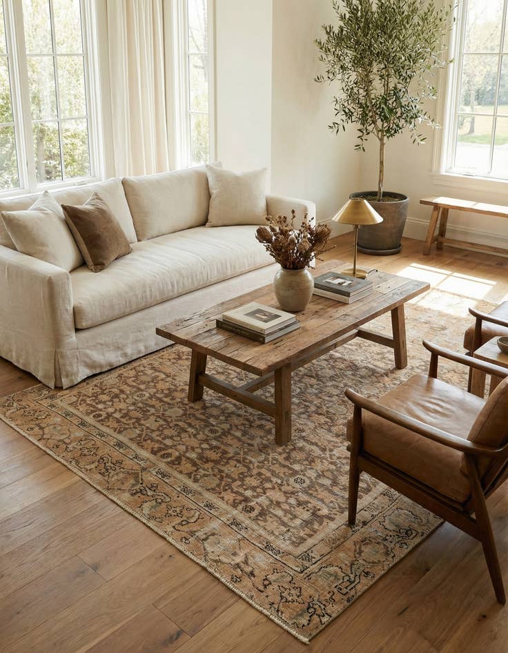 Detail image of 6' 7 x 9' 4  Hand Knotted Ultra Vintage Persian Wool Rug