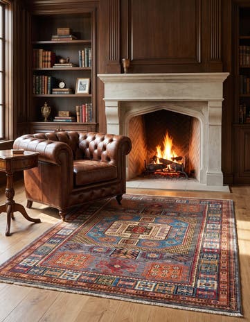5' x 6' 4 Hand Knotted Kazak Rug