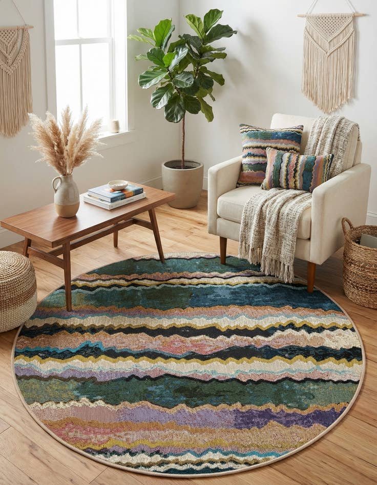 Detail image of  3' x 3'  Washable Modern Indoor / Outdoor Round Rug