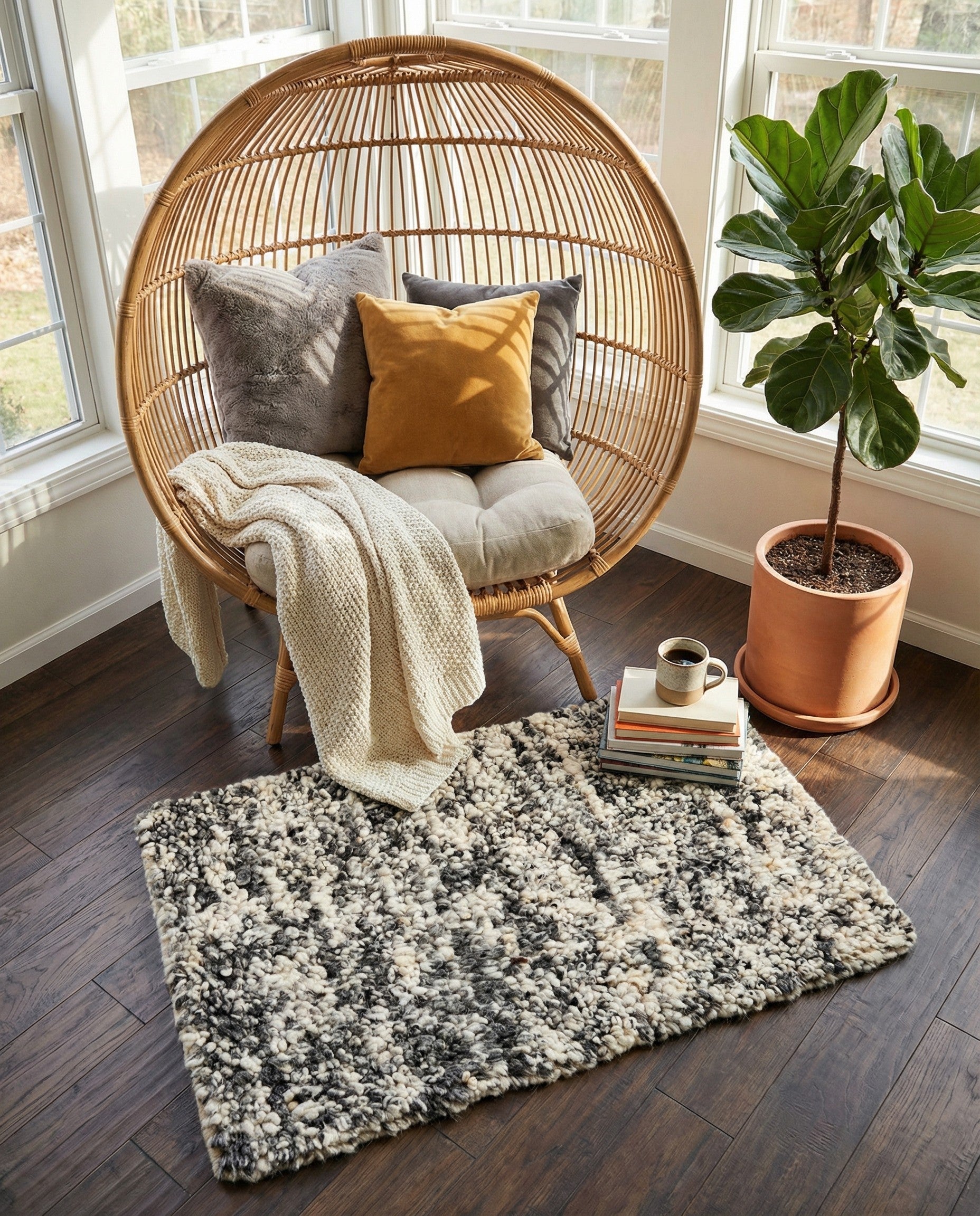 2' x 3' 1  Hand Woven Haka Deluxe Shag Rug