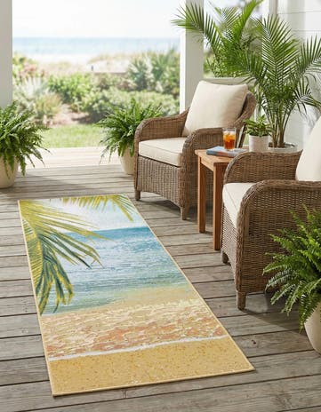 2' 7 x 5' 3 Easy-Clean Coastal Indoor / Outdoor Runner Rug
