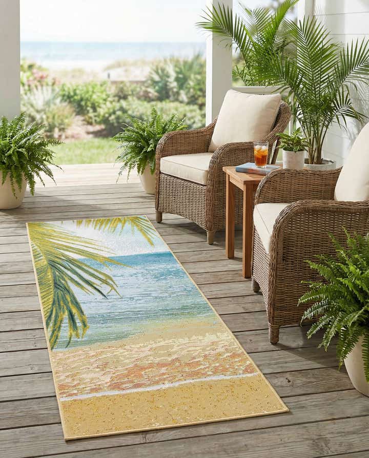 2' 7 x 5' 3 Easy-Clean Coastal Indoor / Outdoor Runner Rug