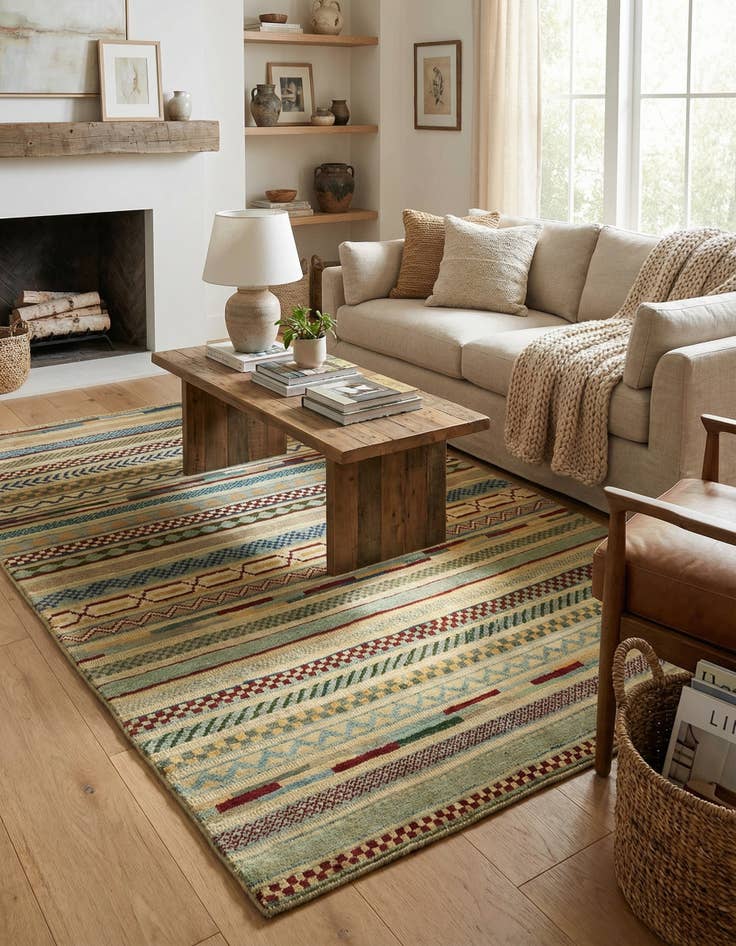 Detail image of 3' 4 x 4' 11  Hand Knotted Darya Rug