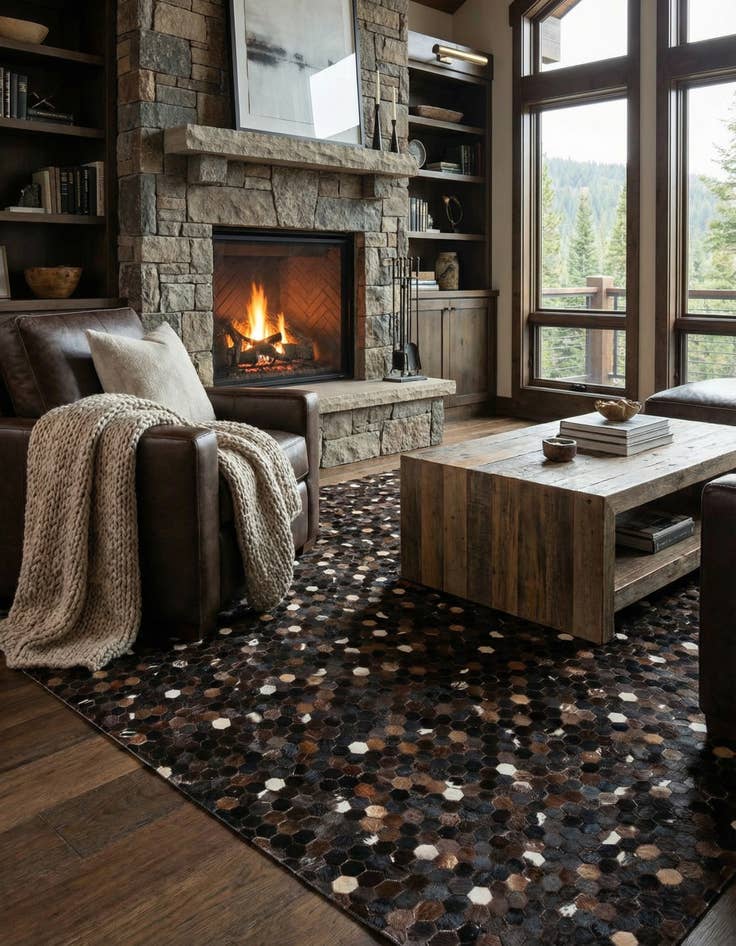 Detail image of 7' 11 x 10' Cowhide Stocks Rug