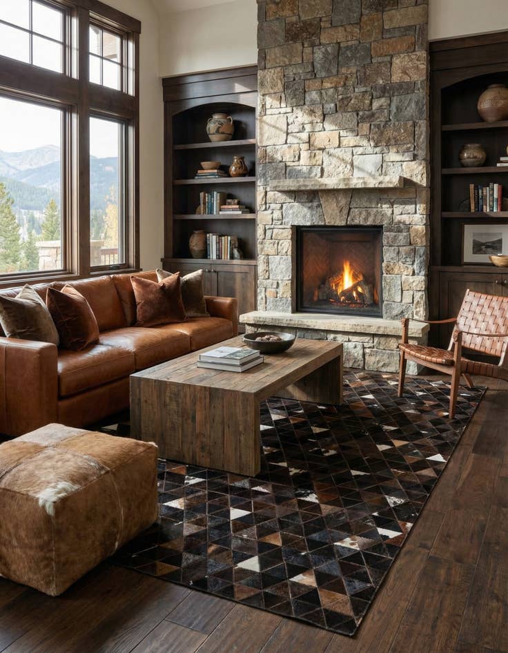 Detail image of  5' 1 x 7' 11 Cowhide - Patchwork Rug