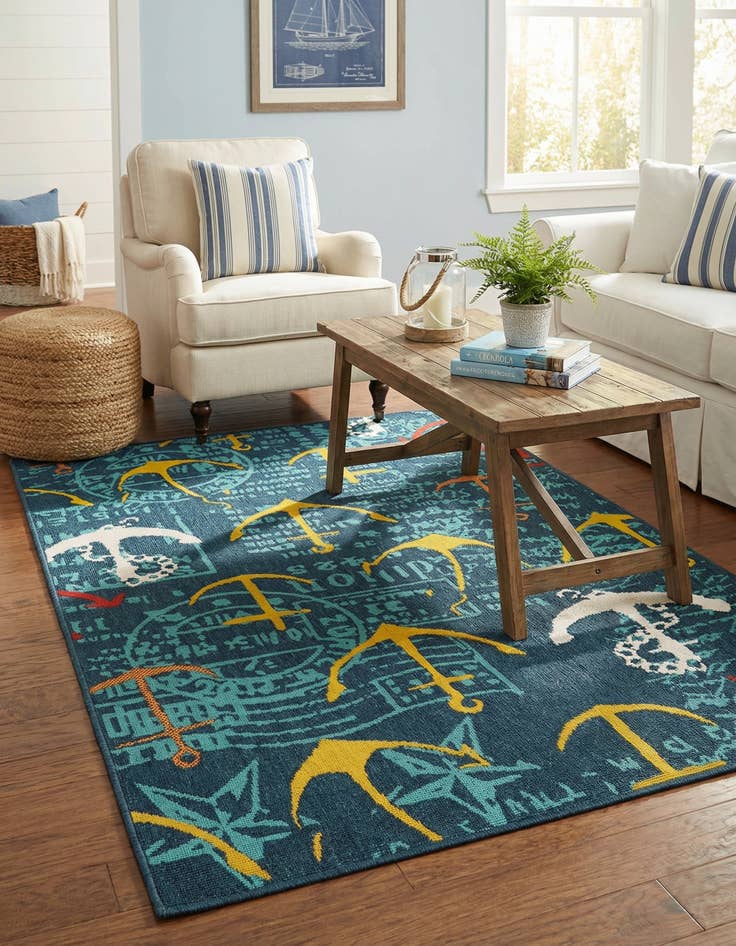 Detail image of 4' x 6' Easy-Clean Coastal Indoor / Outdoor Rug