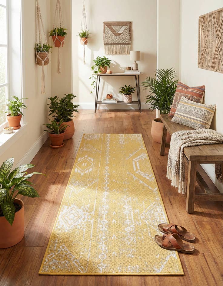 Detail image of 2' x 6' Easy-Clean Bohemian Indoor / Outdoor Runner Rug
