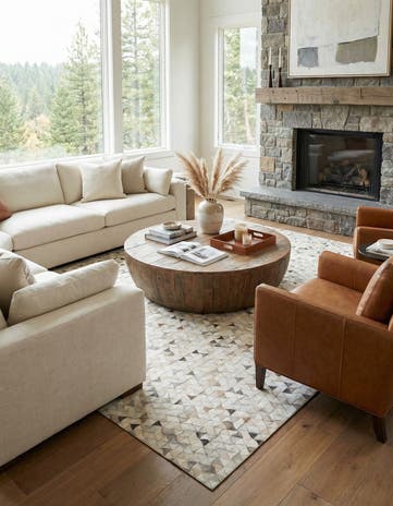 7' 8 x 10' Cowhide Leather Rug
