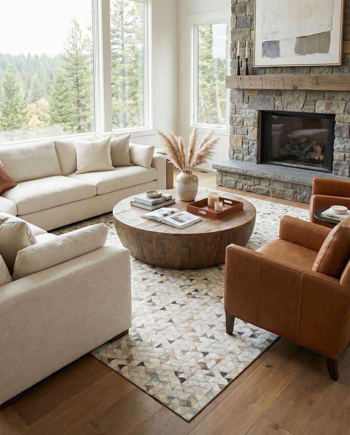 7' 8 x 10' Cowhide Leather Rug