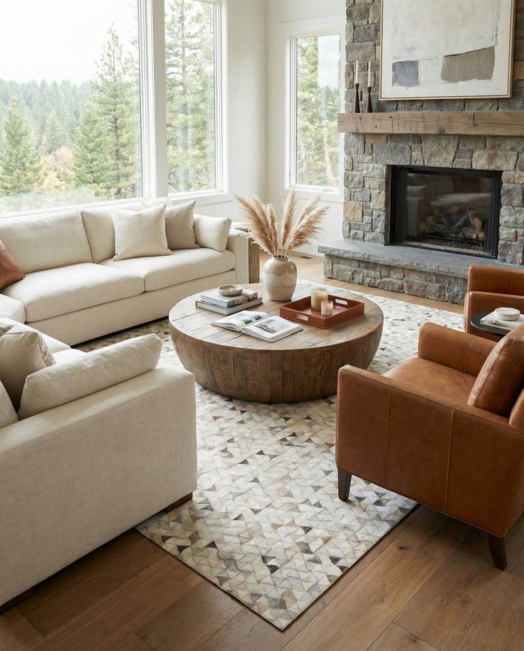 Detail image of 7' 8 x 10' Cowhide Leather Rug