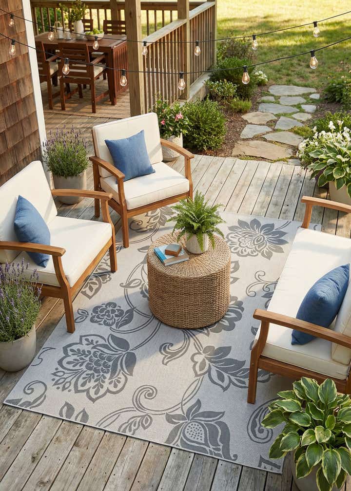 7' x 10' Easy-Clean Botanical Indoor / Outdoor Rug
