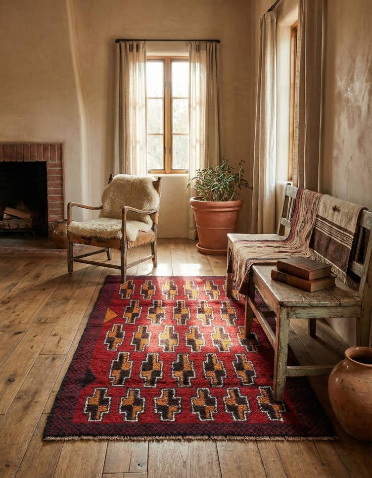 Detail image of 2' 10 x 4' 6  Hand Knotted Balouch Persian Wool Rug