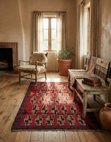 2' 10 x 4' 6 Hand Knotted Balouch Persian Wool Rug