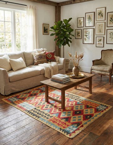 3' 3 x 6' 1 Hand Woven Kilim Maymana Wool Rug