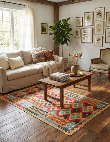 3' 3 x 6' 1 Hand Woven Kilim Maymana Wool Rug