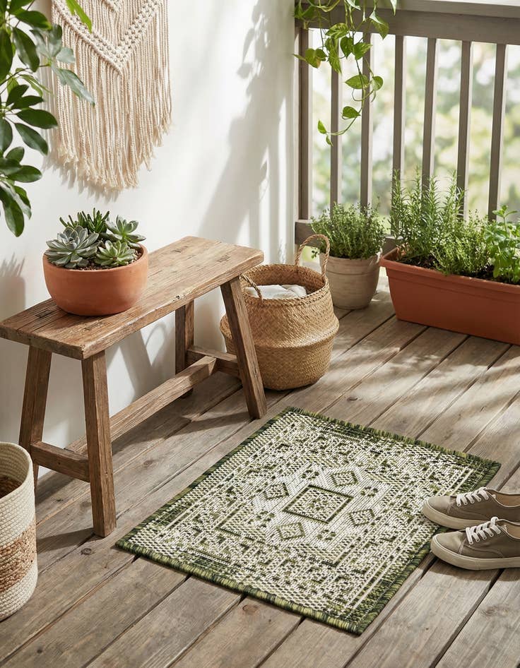 Detail image of 1' 4 x 1' 4  Washable Aztec Indoor / Outdoor Sample Rug