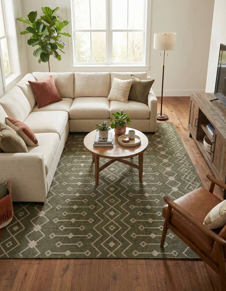 Detail image of  7' 10 x 10'  Washable Lattice Indoor / Outdoor Rug